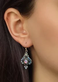 AB Crystal Blue Stone Teardrop Earrings