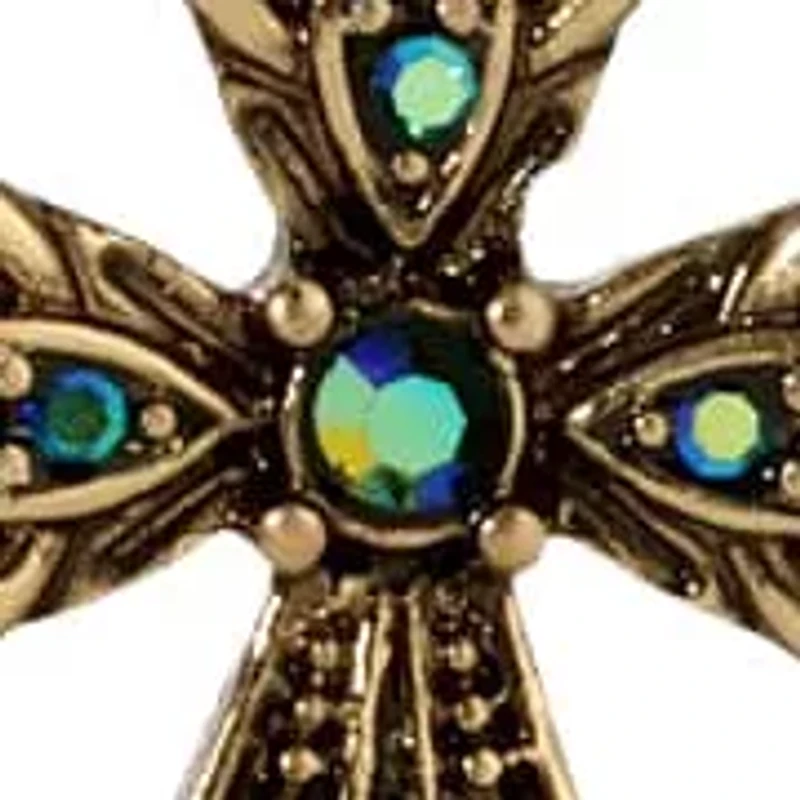 Crystal AB & Blue Stn Cross Necklace 15A