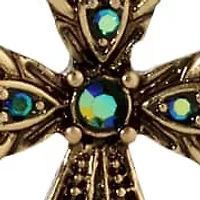 Crystal AB & Blue Stn Cross Necklace 15A