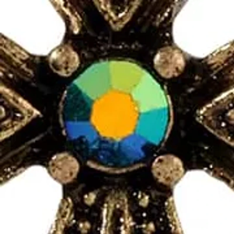 Crystal AB & Blue Stone Cross Earrings