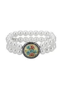Flower Decal Double Row Stretch Bracelet