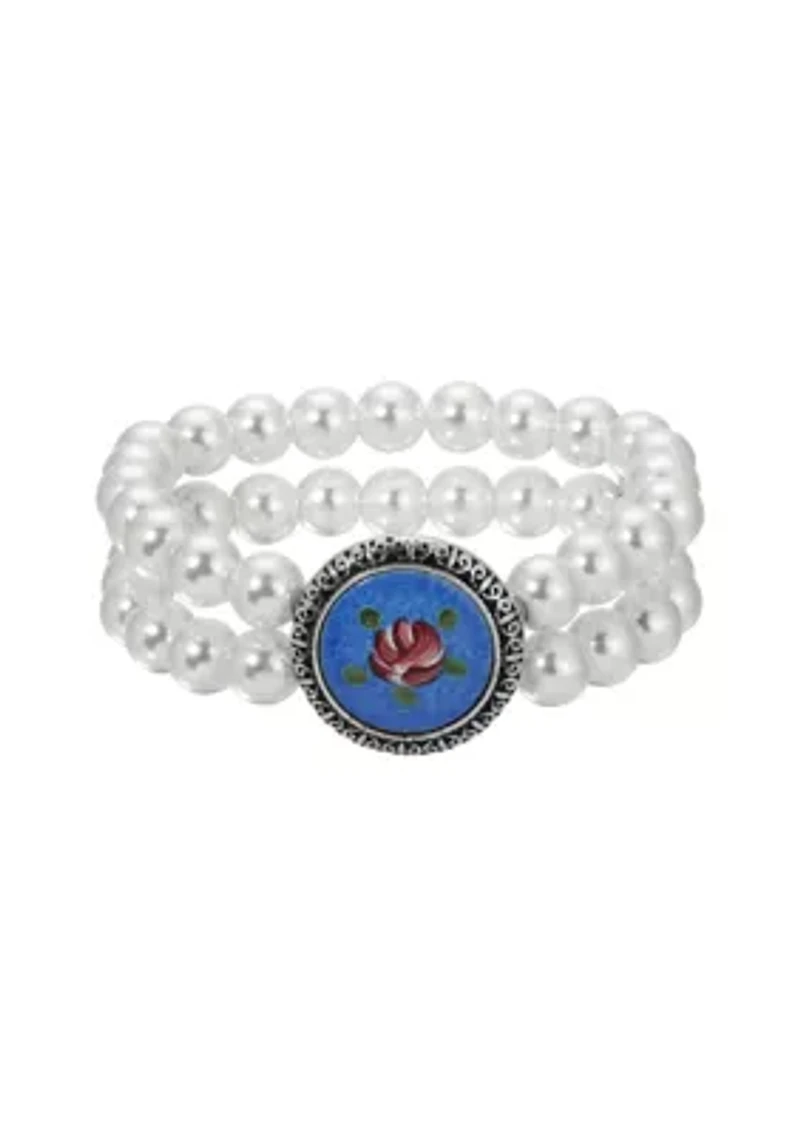 Flower Decal Double Row Stretch Bracelet