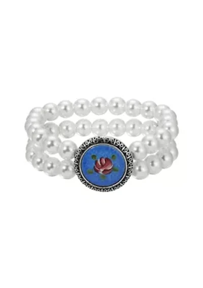 Flower Decal Double Row Stretch Bracelet