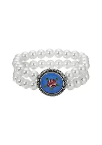 Flower Decal Double Row Stretch Bracelet
