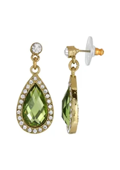 Green and Crystal Teardrop Earrings