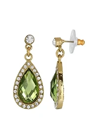 Green and Crystal Teardrop Earrings