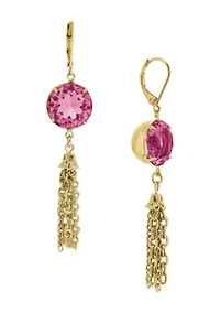 Round Crystal Drop Tassel Earrings