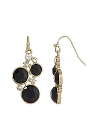 Black Stone and Crystal Cluster Earrings