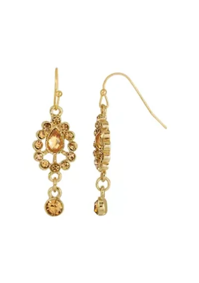 Gold-Tone Light Brown Drop Earrings