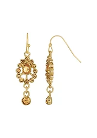 Gold-Tone Light Brown Drop Earrings