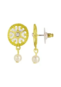 Crystal and Faux Pearl Round Earrings