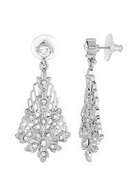 Silver-Tone Crystal Lantern Drop Earring