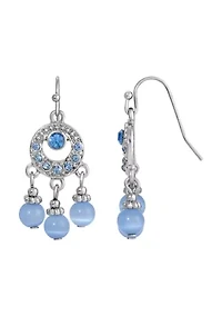 Light Blue Cat Eye Bead Drop Earrings