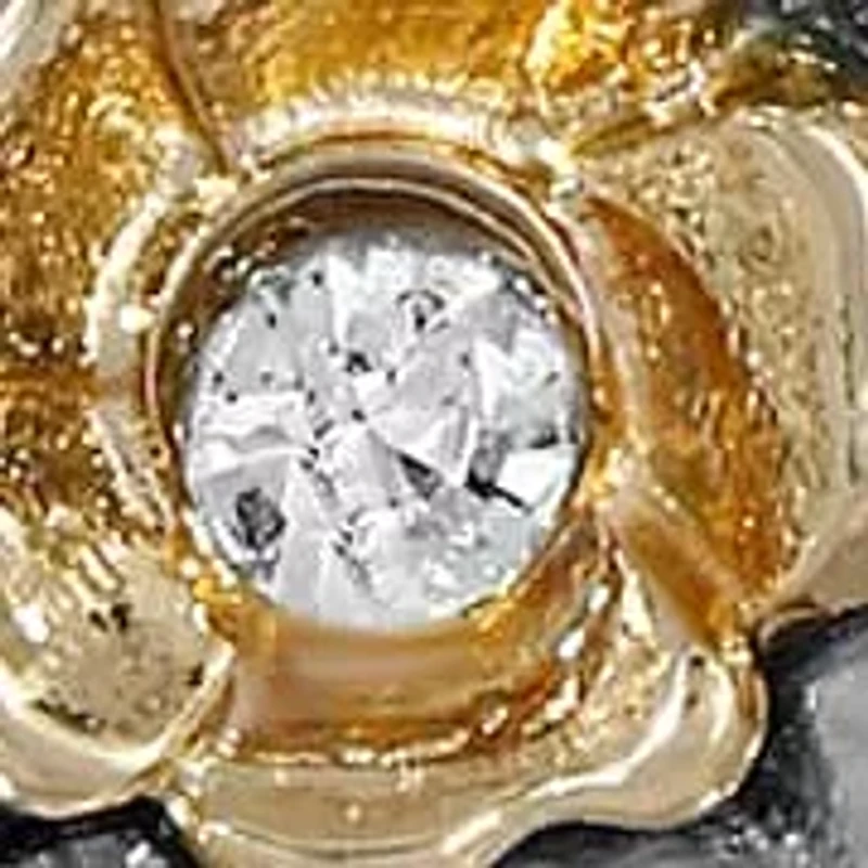 Two-Tone and Crystal Flower Earrings