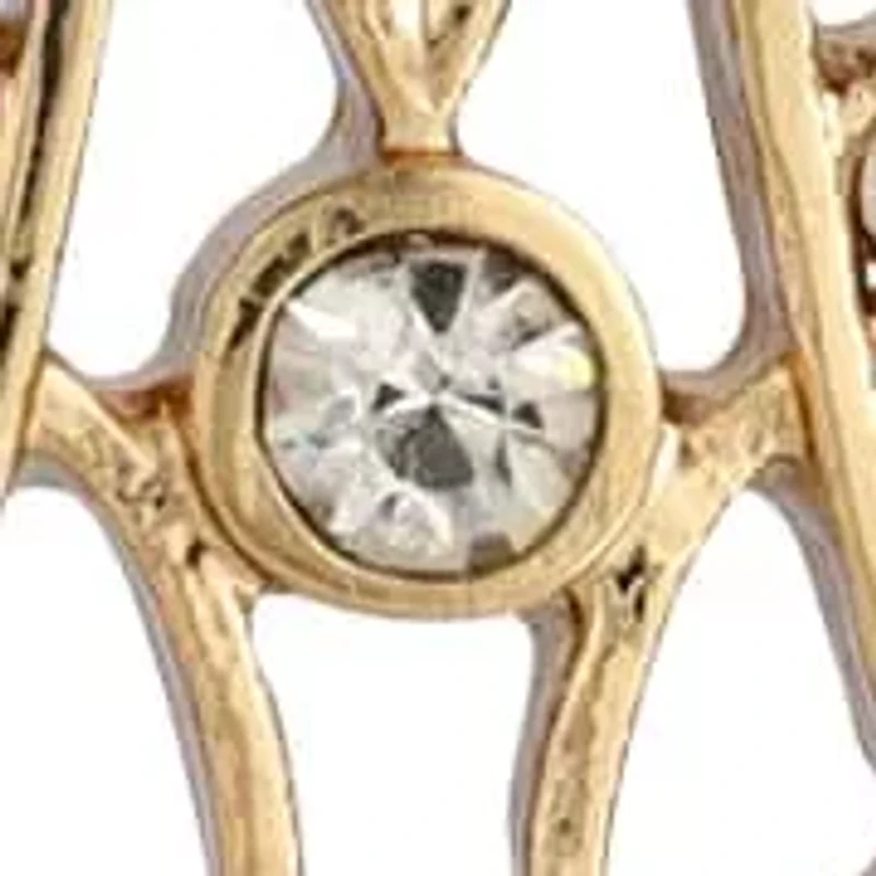 Gold-Tone Crystal Fan Filigree Earrings