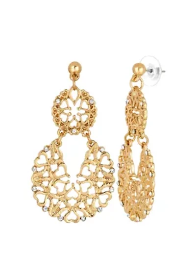 Gold-Tone Crystal Large Drop Earrings