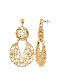 Gold-Tone Crystal Large Drop Earrings