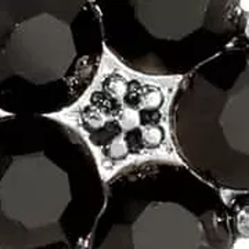 Silver-Tone Black Filigree Drop Earrings
