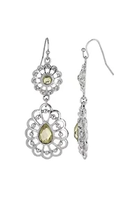 Silver-Tone Filigree Double Drop Earring