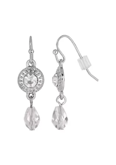Silver-Tone Crystal Drop Earrings