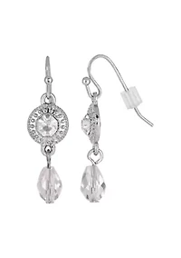Silver-Tone Crystal Drop Earrings