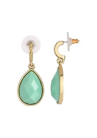 Gold-Tone Blue Faceted Pearshape Earring