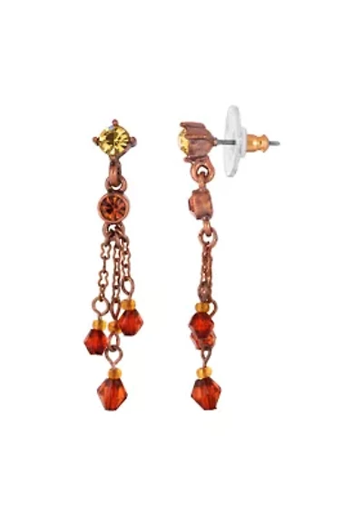 Copper-Tone Topaz Tassel Earrings