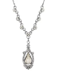 Crystal Suspended Teardrop Necklace 16"Adj.