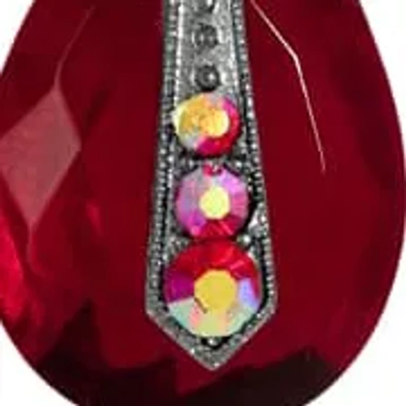 Black Tone Red AB Teardrop Pendant 16"Ad