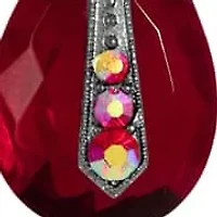 Black Tone Red AB Teardrop Pendant 16"Ad