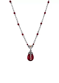 Black Tone Red AB Teardrop Pendant 16"Ad