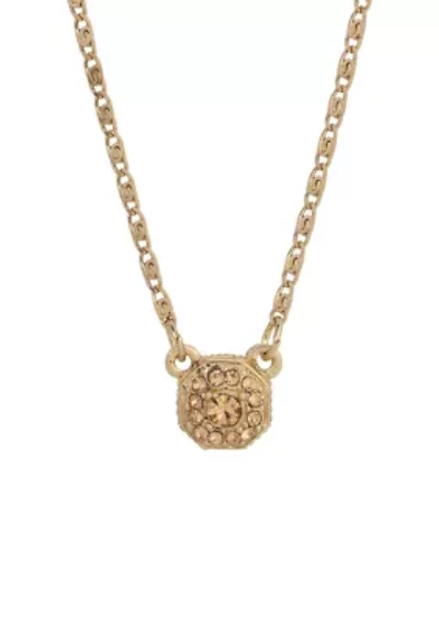 Gold-Tone Topaz Color Necklace 16"Adj.