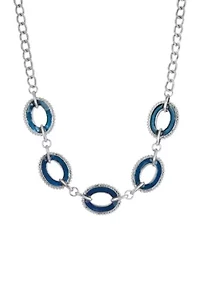 Enamel Oval Station Reversible Collar Necklace 16"Adj.