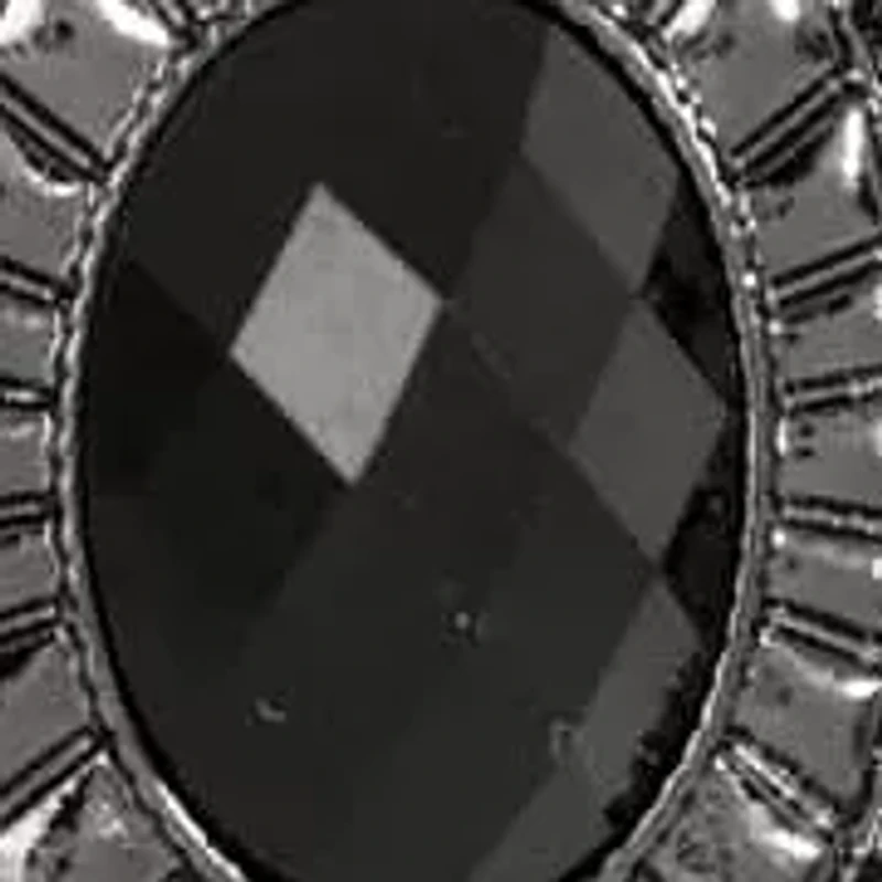 Black-Tone Oval Pendant Necklace 18"Adj.