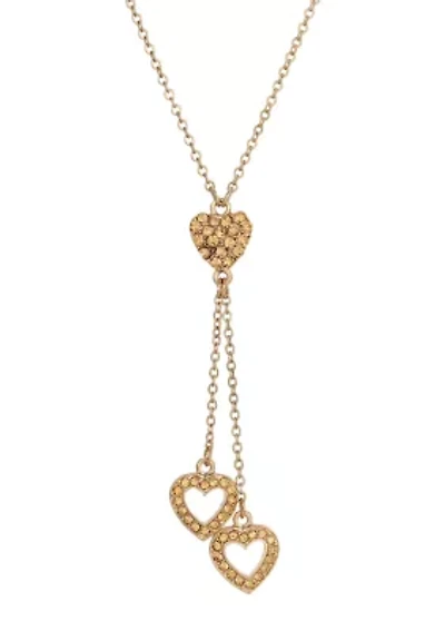 Topaz Heart Tassel Necklace 16"Adj.