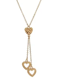 Topaz Heart Tassel Necklace 16"Adj.
