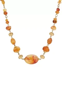 Faux Amber Bead Collar Necklace 15" Adj