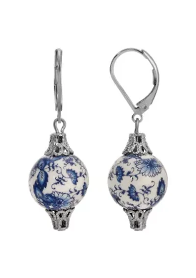 Silver Tone Blue Willow Drop Earring