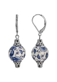 Silver Tone Blue Willow Drop Earring