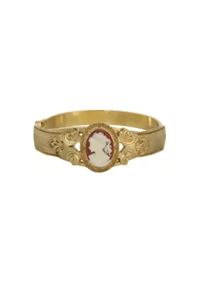 14K Gold Dipped Carnelian Cameo Bracelet