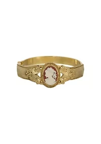 14K Gold Dipped Carnelian Cameo Bracelet