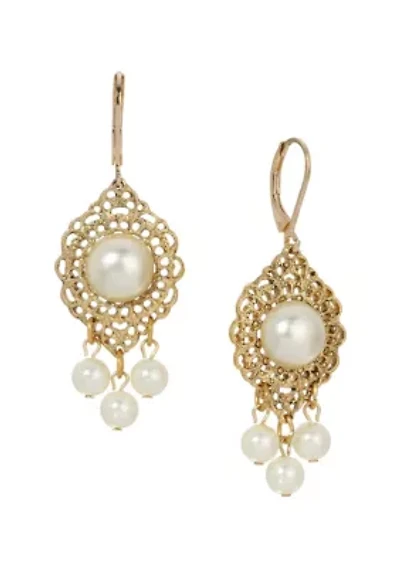 14K Gold Dipped Round Fx Pearl Earrings