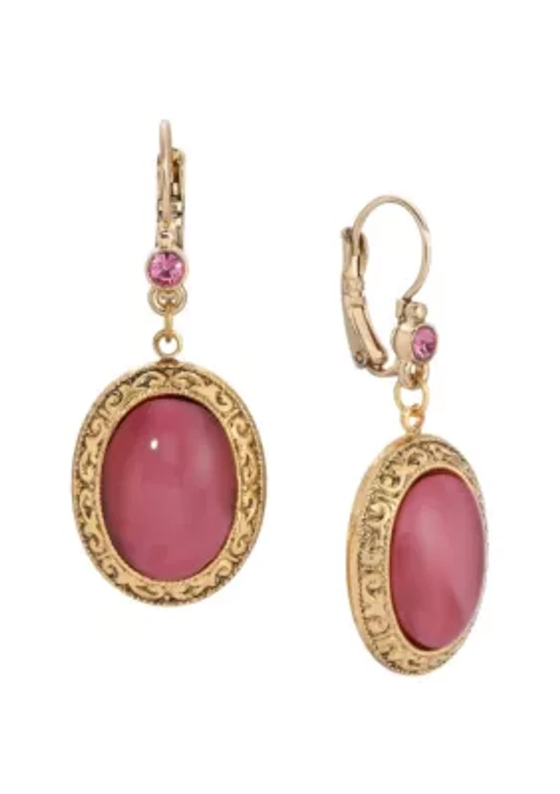 Oval Moonstone Crystal Drop Earrings