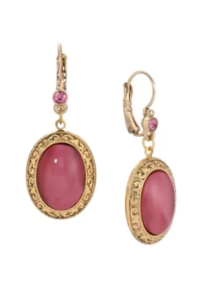 Oval Moonstone Crystal Drop Earrings