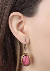 Oval Moonstone Crystal Drop Earrings