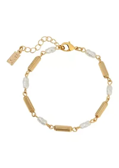Tube Bead Faux Pearl Bracelet