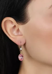14k Gold Dipped Pink Oval Drop Earrings