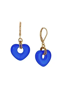 Gold Tone Heart Drop Leverback Earrings