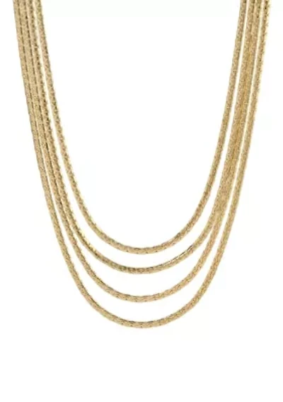 Gold Tone 4 Chain Necklace 16" Adj.