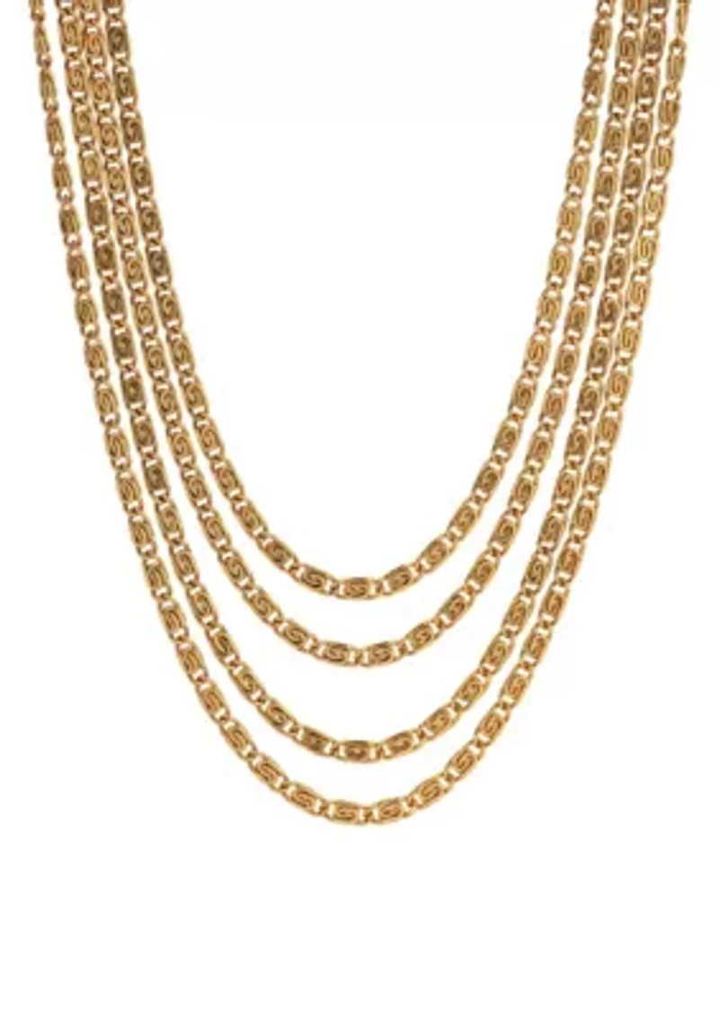 Gold Tone 4 Chain Necklace 16" Adj.